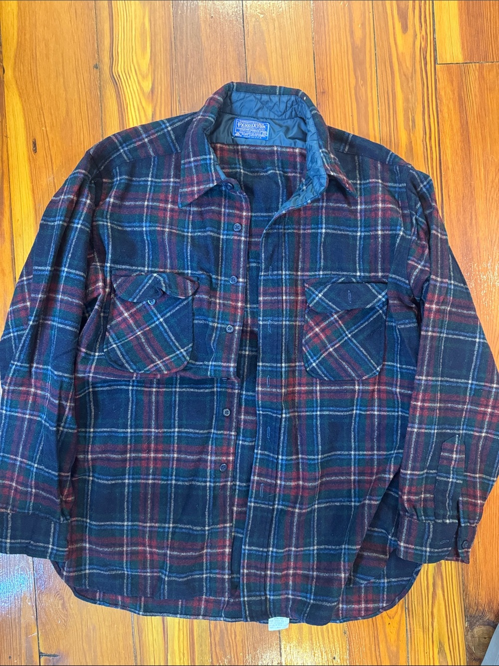 Pendleton Navy and Red Plaid Shirt Jacket